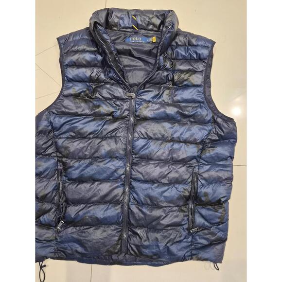 Polo Ralph Lauren Camo Terra Puffer Vest Men's size M Blue Lightweight Packable